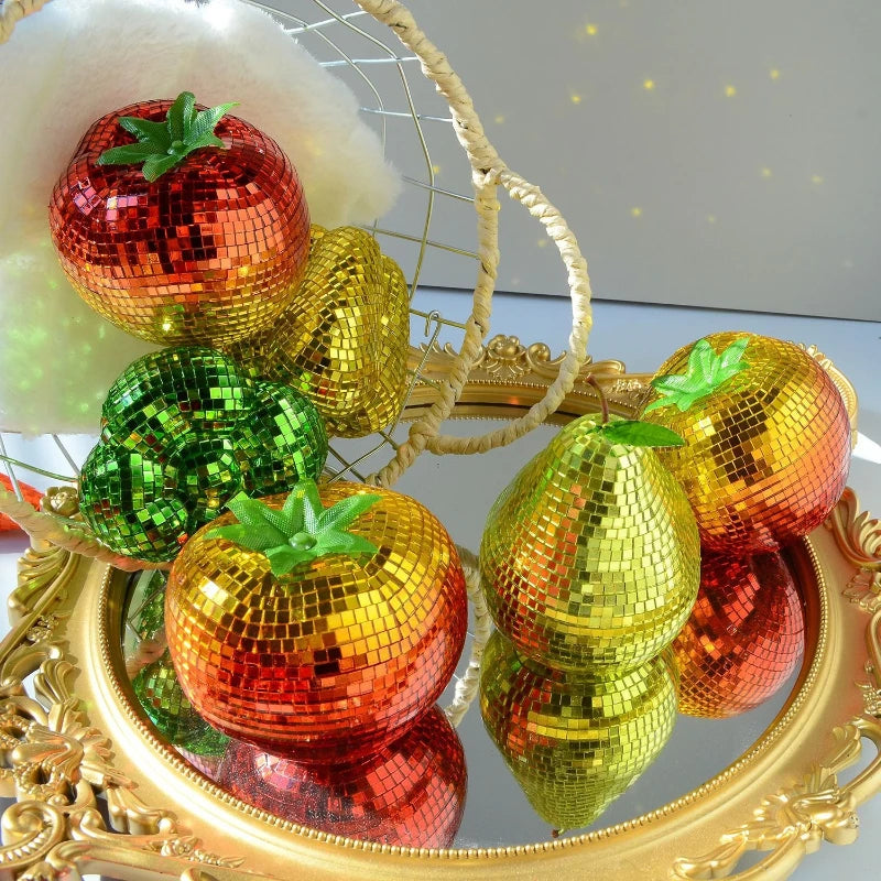 Pumpkin Disco Ball Mirror Bar Party Decor Pear Tomato Vegetable Disco Ball Ornament Halloween Party Home Decor Festival Gift