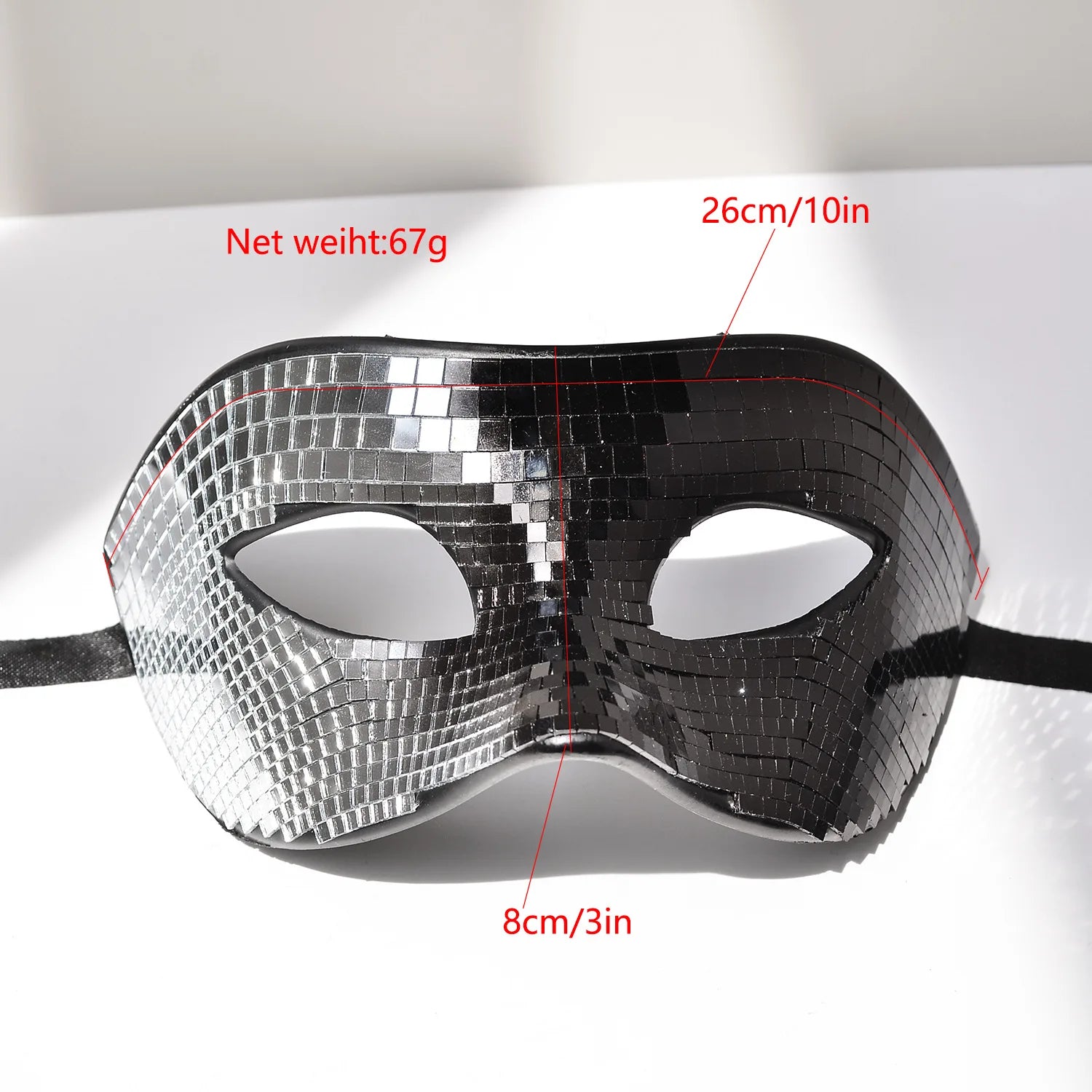 Disco Ball Glitter Face Mask Venetian Masquerade Mask for Women Men Party Prom Ball Bright Silver Mirror Eye Covers Halloween