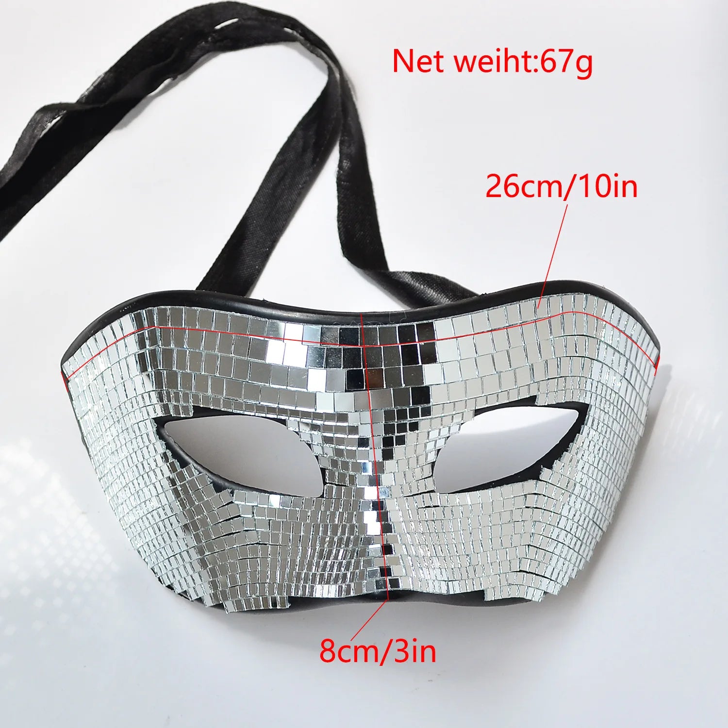 Disco Ball Glitter Face Mask Venetian Masquerade Mask for Women Men Party Prom Ball Bright Silver Mirror Eye Covers Halloween