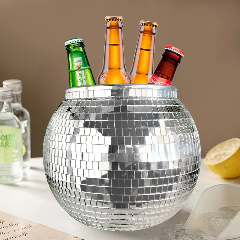 Disco Ice Bucket Mirror Ice Bucket Party Ball Reflective Laser Champagne Bucket Store Atmosphere Decoration Ornament