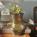 Silver Melting Disco Ball Drippy Planter Mirrored Metallic Home Decor Melted Golden Pot Mondern Table Decorations Gardening