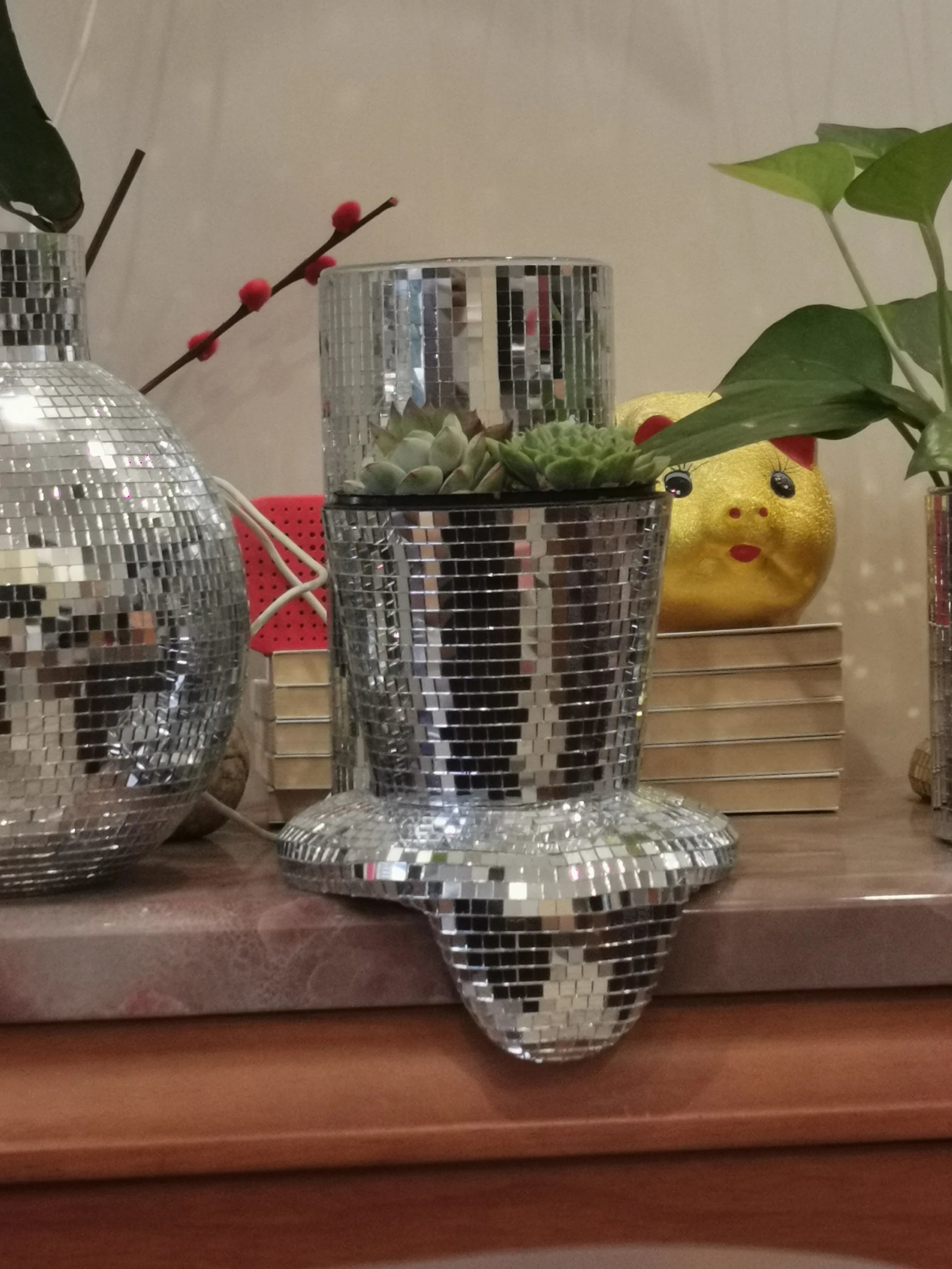 Silver Melting Disco Ball Drippy Planter Mirrored Metallic Home Decor Melted Golden Pot Mondern Table Decorations Gardening