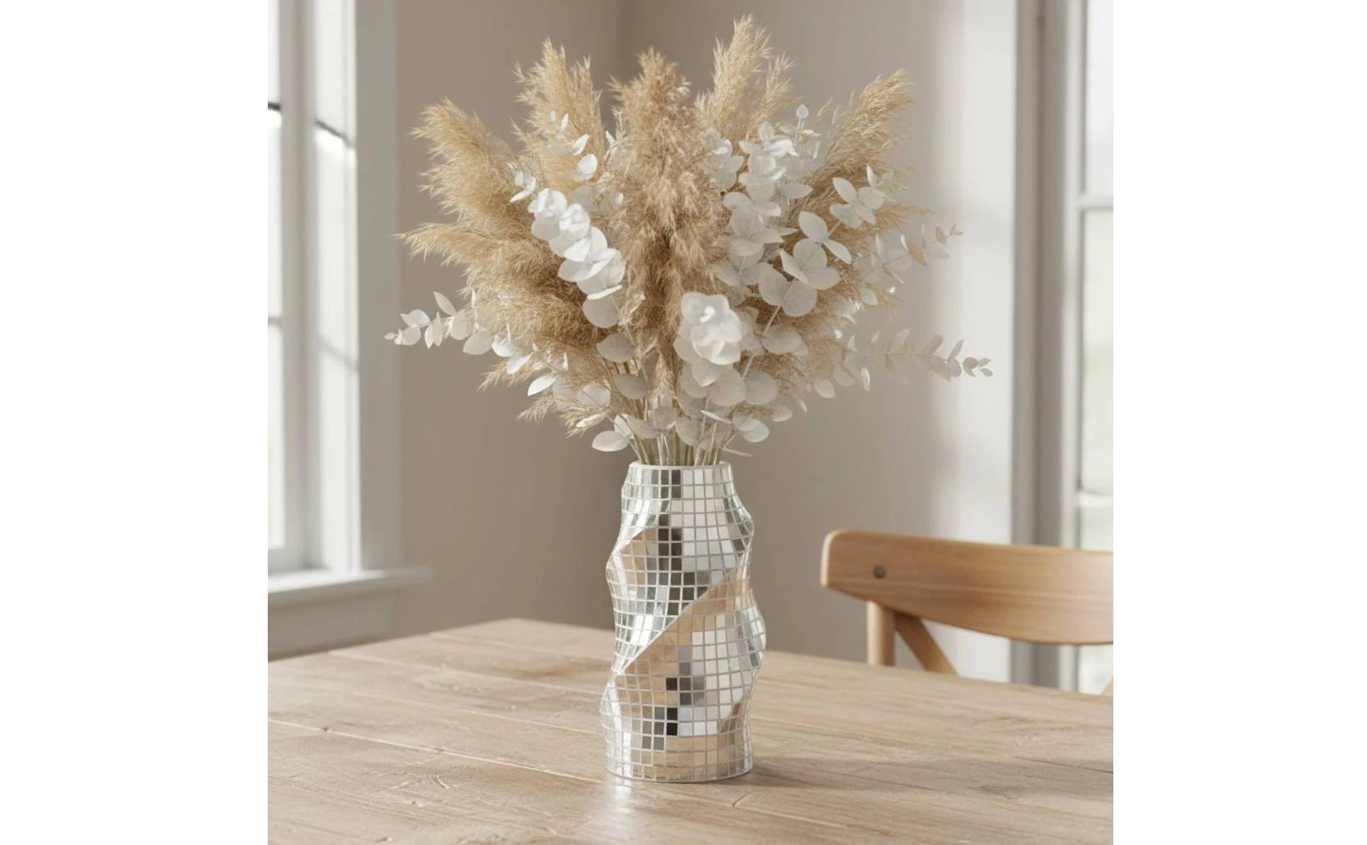 Mirrored Mosaic Vase Reflective Mosaic Vase Home Decor Faceted Sculpted