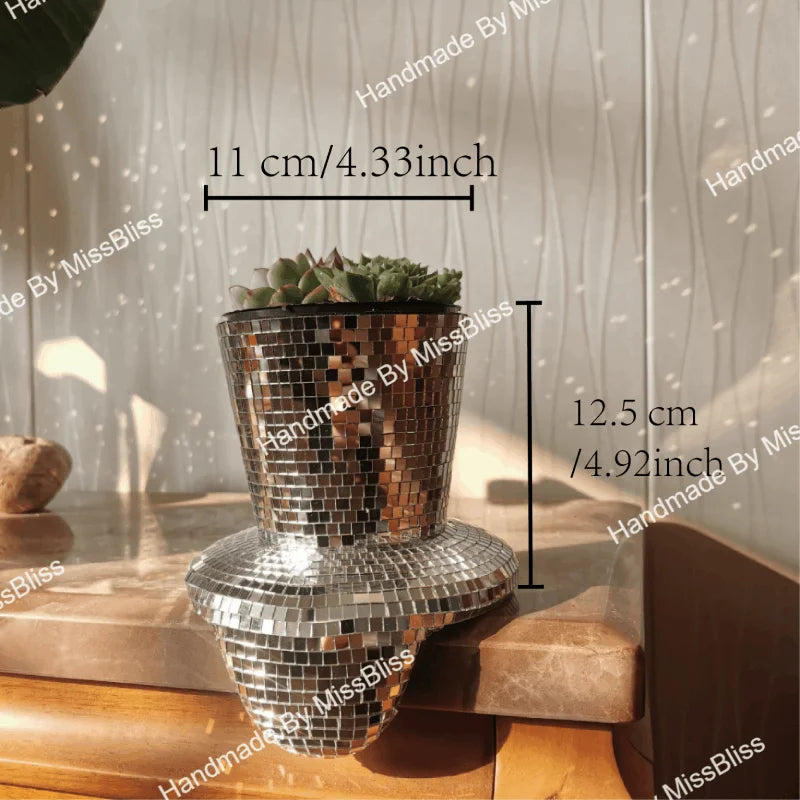 Silver Melting Disco Ball Drippy Planter Mirrored Metallic Home Decor Melted Golden Pot Mondern Table Decorations Gardening