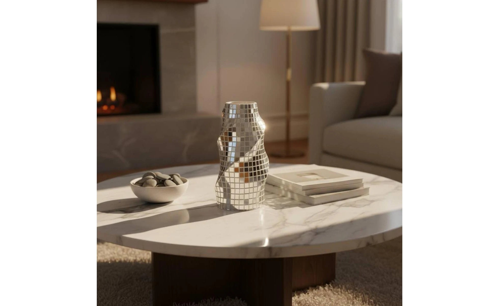 Mirrored Mosaic Vase Reflective Mosaic Vase Home Decor Faceted Sculpted