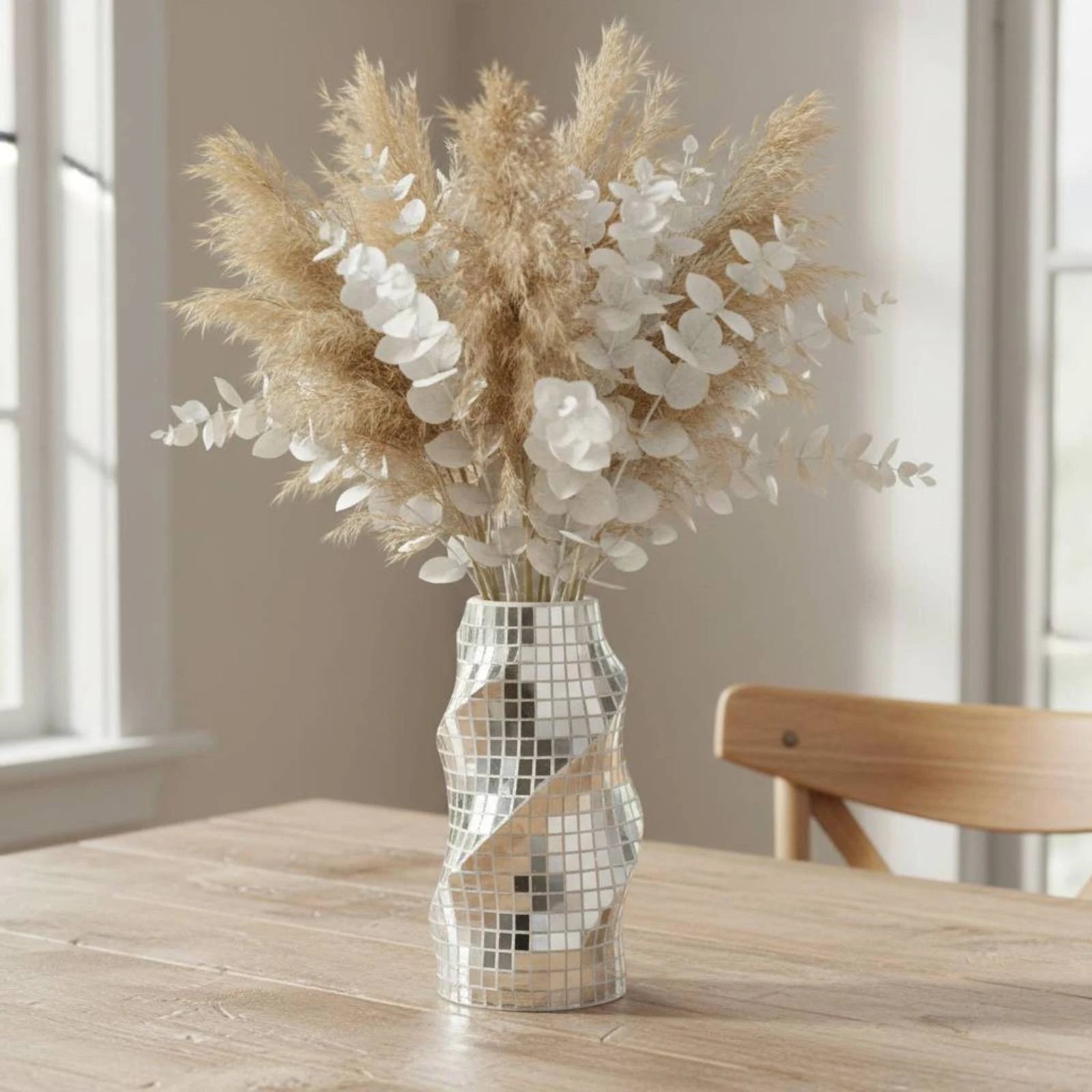 Mirrored Mosaic Vase Reflective Mosaic Vase Home Decor Faceted Sculpted
