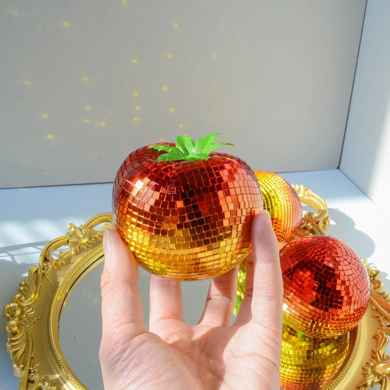 Pumpkin Disco Ball Mirror Bar Party Decor Pear Tomato Vegetable Disco Ball Ornament Halloween Party Home Decor Festival Gift
