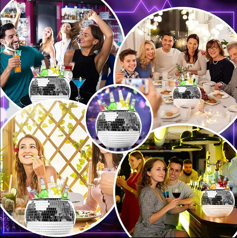 Disco Ice Bucket Mirror Ice Bucket Party Ball Reflective Laser Champagne Bucket Store Atmosphere Decoration Ornament