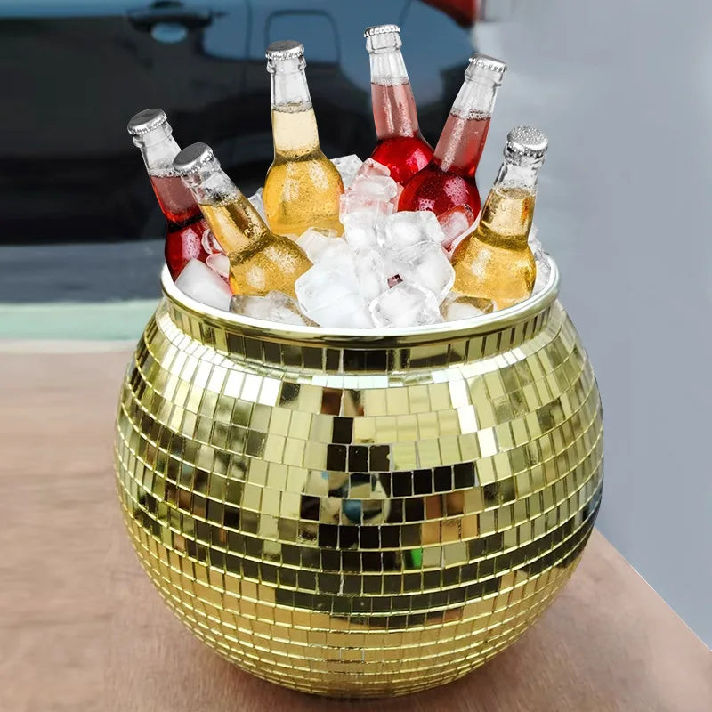 Disco Ice Bucket Mirror Ice Bucket Party Ball Reflective Laser Champagne Bucket Store Atmosphere Decoration Ornament