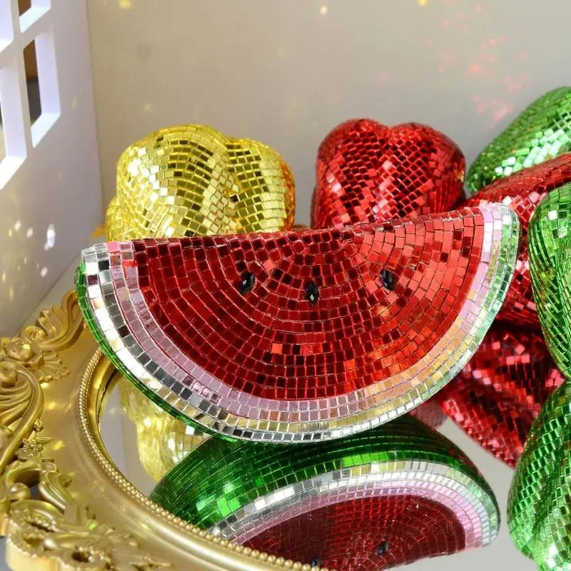 Handmade Glass Fruit Decors Glass Watermelon Figurines Ornament Glass Fruit Figurines Table Centerpieces for Home Decors