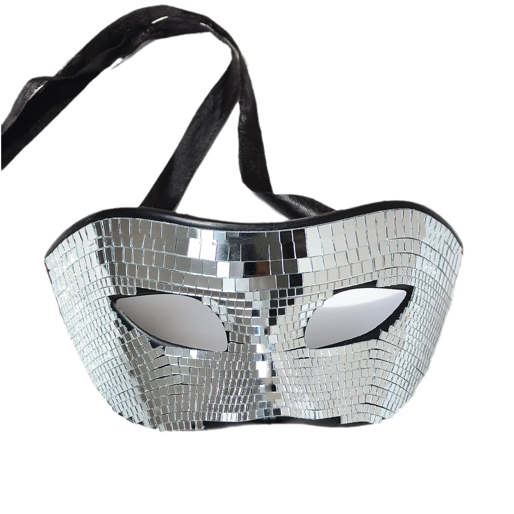 Disco Ball Glitter Face Mask Venetian Masquerade Mask for Women Men Party Prom Ball Bright Silver Mirror Eye Covers Halloween